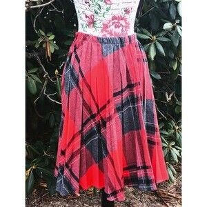 Vintage 70s Women 14 Pleated School Girl Wool Skirt Tartan Plaid Academia *Read*